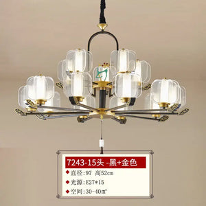Zen black & gold deer enamel pendant light – living room chandelier