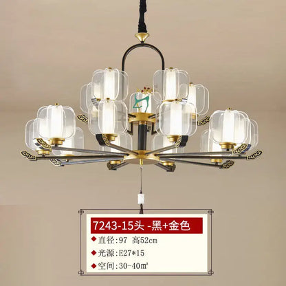 Zen black & gold deer enamel pendant light – living room chandelier