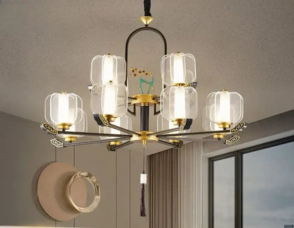 Zen black & gold deer enamel pendant light – living room chandelier