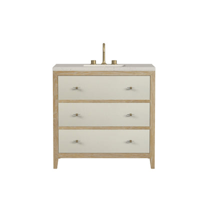 James Martin Celeste 36" Single Bathroom Vanity, Sunwashed Oak with Embossed Shagreen Drawer Fronts