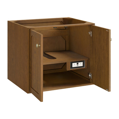 James Martin Laurent 30" Dual Mount Single Bathroom Vanity, Honey Oak