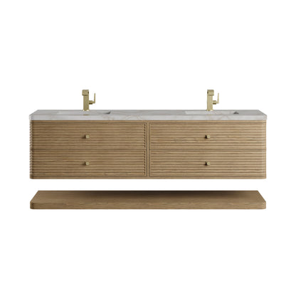 James Martin Allamari 72" Floating Double Bathroom Vanity, Dune Mist