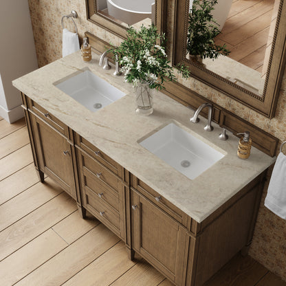 James Martin Brittany 60" Double Bathroom Vanity, Saddle Brown