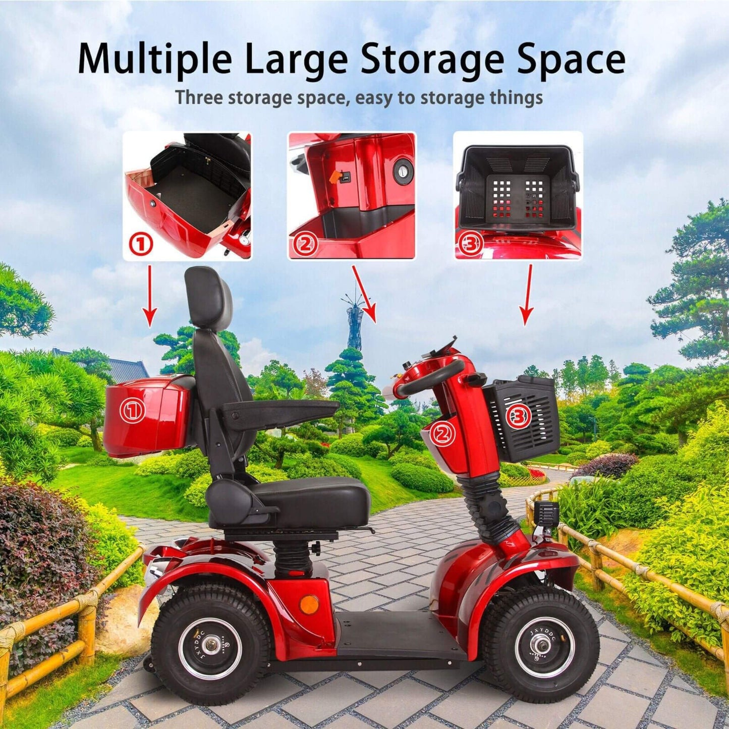 Zvg 4-Wheel Heavy-Duty 48V20AH Electric All-Terrain Mobility Scooter, 500W (SAK93647)