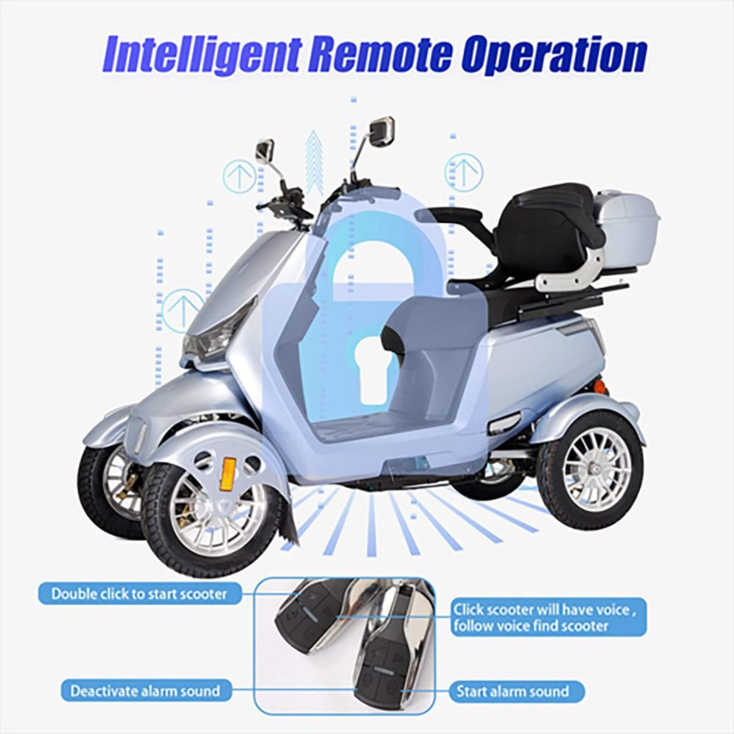 Zvg Heavy-Duty 1000W 60V20AH Four Wheel All-Terrain Travel Mobility Scooter, 440LBS (SAK97245)