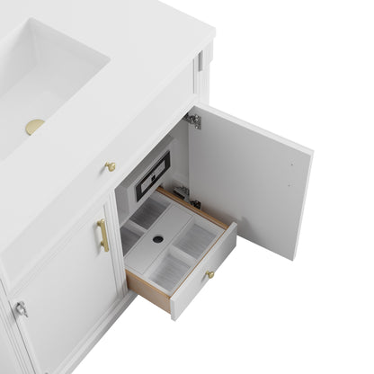 James Martin Bellshire 96" Single Bathroom Vanity, Bright White